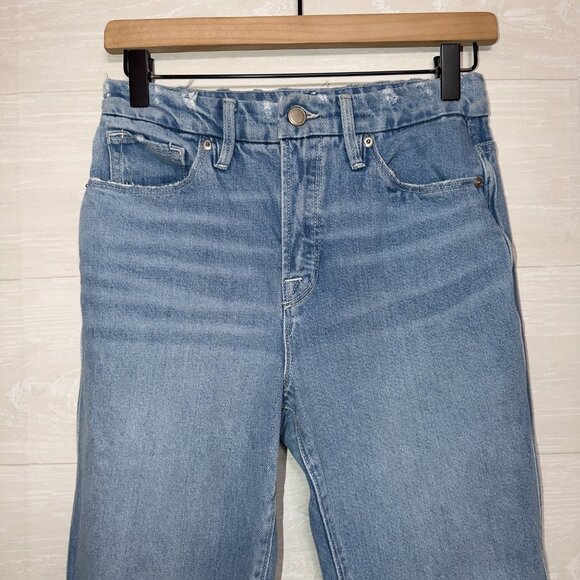 Good American Distressed Straight Leg Jeans Size 2/26 Medium Wash Denim - Picture 4 of 7